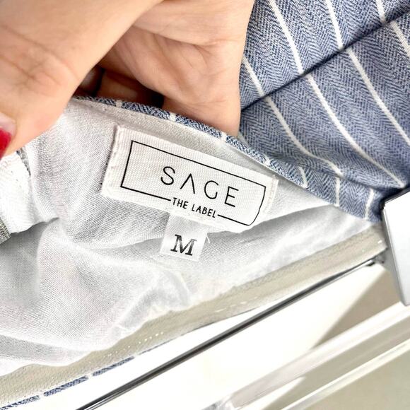 SAGE THE LABEL Blue White Striped Strapless Crop Top - Picture 3 of 9